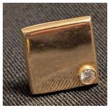 K - Pair of Cufflinks 14K Gold Diamond Bezel Square