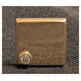 K - Pair of Cufflinks 14K Gold Diamond Bezel Square