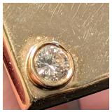 K - Pair of Cufflinks 14K Gold Diamond Bezel Square