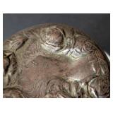 K - Vanity Jar - Antique Sterling Silver Top, Cut Glass with Rose Motifs,