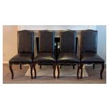 K - Set of Four Pier 1 Imports Dark Brown Leather Dining Chairs
