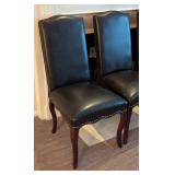 K - Set of Four Pier 1 Imports Dark Brown Leather Dining Chairs
