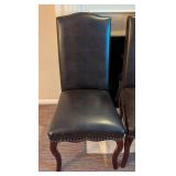 K - Set of Four Pier 1 Imports Dark Brown Leather Dining Chairs