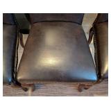K - Set of Four Pier 1 Imports Dark Brown Leather Dining Chairs