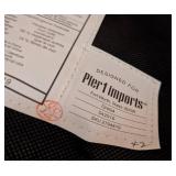 K - Set of Four Pier 1 Imports Dark Brown Leather Dining Chairs