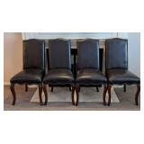 K - Set of Four Pier 1 Imports Dark Brown Leather Dining Chairs