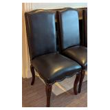 K - Set of Four Pier 1 Imports Dark Brown Leather Dining Chairs