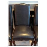 K - Set of Four Pier 1 Imports Dark Brown Leather Dining Chairs