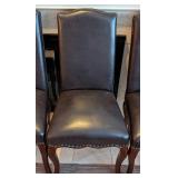 K - Set of Four Pier 1 Imports Dark Brown Leather Dining Chairs