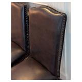 K - Set of Four Pier 1 Imports Dark Brown Leather Dining Chairs