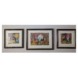 LR - Gabriel Juarez Mixed Media Floral Still Life Framed Paintings - Triptych (Lot of 3)