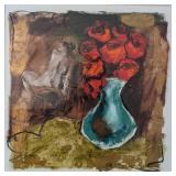 LR - Gabriel Juarez Mixed Media Floral Still Life Framed Paintings - Triptych (Lot of 3)