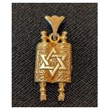 K - Torah Pendant - 14K Gold, Star of David, 0.5 x 0.75 inches, 2 g