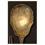 K - Sterling Silver Serving Spoon - 8 in - Ornate Floral Pattern (Lot of 3)