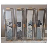 UL - Set of Four Greg Copeland Lucite & Brass Wall Hangings - Four Panels