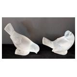 Pair of Frosted Lalique France Bird Figurines