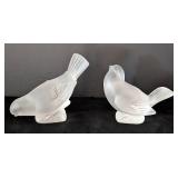Pair of Frosted Lalique France Bird Figurines