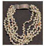 K - Two Pearl & Gemstone Beaded Necklaces - Multi-Strand