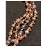 K - Two Pearl & Gemstone Beaded Necklaces - Multi-Strand