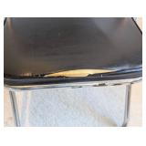 UL - Set of Four Vintage Folding Chairs - Black Vinyl Seats, Chrome Frames