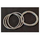 K - Sterling Silver Hammered Bangles - Mexico 925 (Lot of 5)