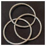 K - Sterling Silver Hammered Bangles - Mexico 925 (Lot of 5)