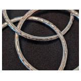 K - Sterling Silver Hammered Bangles - Mexico 925 (Lot of 5)