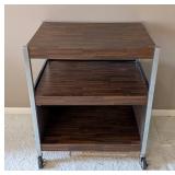 UL - Vintage Rolling Cart - 3-Tier Dark Wood Shelves, Steel Frame