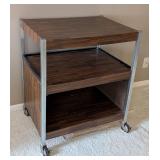 UL - Vintage Rolling Cart - 3-Tier Dark Wood Shelves, Steel Frame