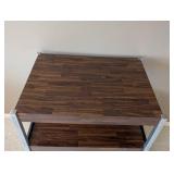 UL - Vintage Rolling Cart - 3-Tier Dark Wood Shelves, Steel Frame