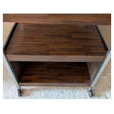 UL - Vintage Rolling Cart - 3-Tier Dark Wood Shelves, Steel Frame