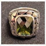 K - (3) Sterling Silver Rings - Size 6 Green Stone, Black Stone, Beaded Dome