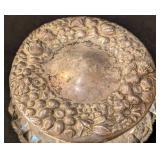 K - Antique Sterling Silver-Topped Crystal Vanity Jar