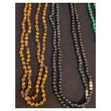 K - Beaded Necklaces - Assorted Colors & Styles, Glass Round Bead Strands, Multi-Strand Lot