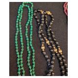 K - Beaded Necklaces - Assorted Colors & Styles, Glass Round Bead Strands, Multi-Strand Lot