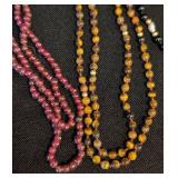 K - Beaded Necklaces - Assorted Colors & Styles, Glass Round Bead Strands, Multi-Strand Lot
