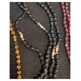 K - Beaded Necklaces - Assorted Colors & Styles, Glass Round Bead Strands, Multi-Strand Lot