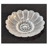K - Lalique Daisy Trinket Dish - Clear Frosted Crystal