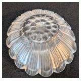 K - Lalique Daisy Trinket Dish - Clear Frosted Crystal