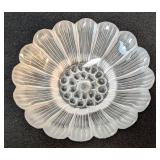 K - Lalique Daisy Trinket Dish - Clear Frosted Crystal