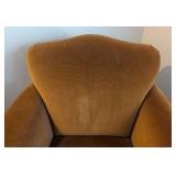 LR - Armchair Brown Velvet with Blue Piping