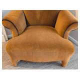 LR - Armchair Brown Velvet with Blue Piping