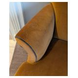 LR - Armchair Brown Velvet with Blue Piping