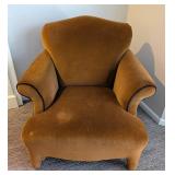 LR - Armchair Burnt Orange Velvet with Dark Piping
