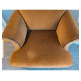 LR - Armchair Burnt Orange Velvet with Dark Piping