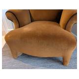 LR - Armchair Burnt Orange Velvet with Dark Piping