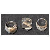 K - (3) Sterling Silver Rings Size 6