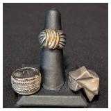 K - (3) Sterling Silver Rings Size 6