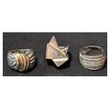 K - (3) Sterling Silver Rings Size 6