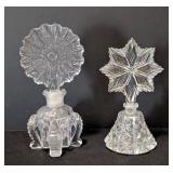 UL - Two Vintage Crystal Perfume Bottles - Starburst Diamond-Cut Pattern